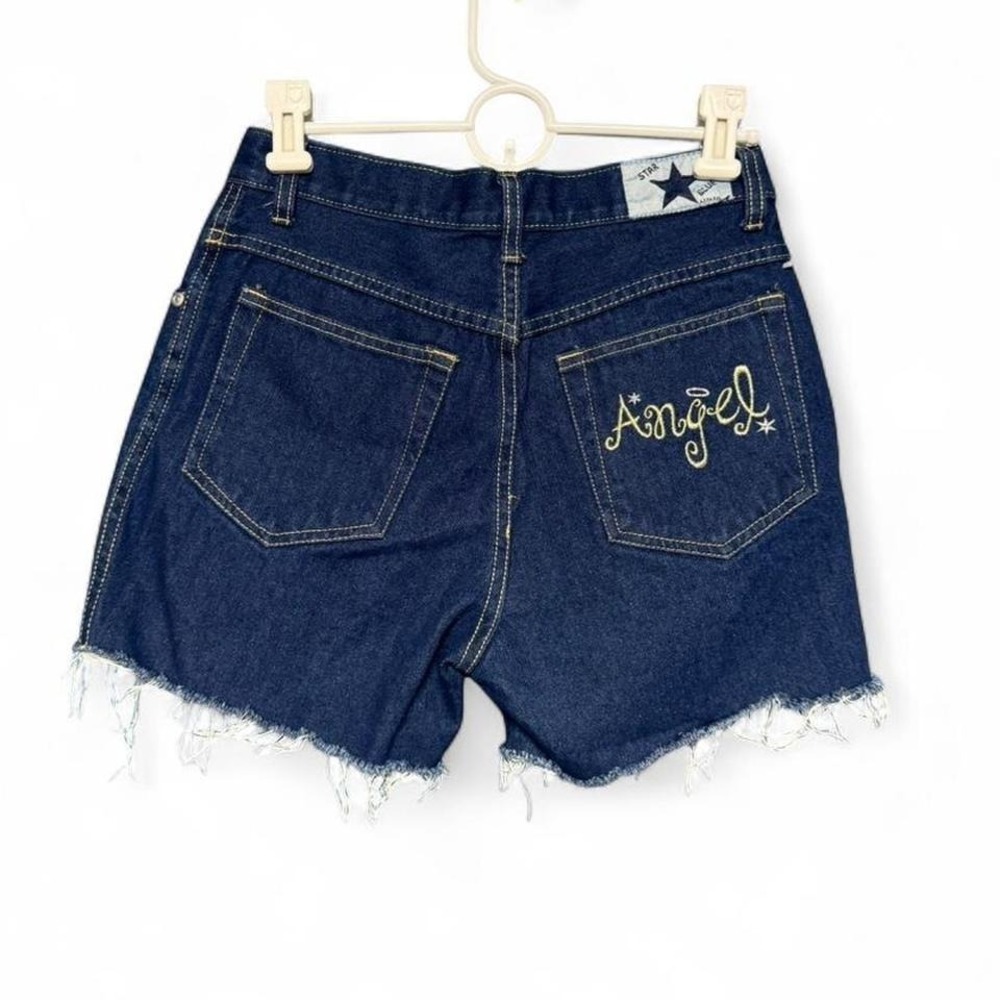 Vintage Angel‎ Shorts Women's Size 7 Denim Cutoff Jorts Embroidered Star Blue